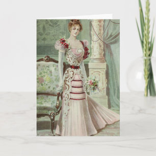 Cartes Pour Fêtes Annuelles Mode française de Dame-Cru victorien - robe rose