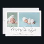 Cartes Pour Fêtes Annuelles Modern 2 Photo Collage Baby First Christmas<br><div class="desc">Famille moderne 2 Photo Collage Baby First Christmas Card. Remplacez simplement les deux exemples de photos par les vôtres et personnalisez avec votre salutation et vos noms en bas. Joyeux Noël est dans un script stylé. Aussi disponible en téléchargement numérique imprimable.</div>