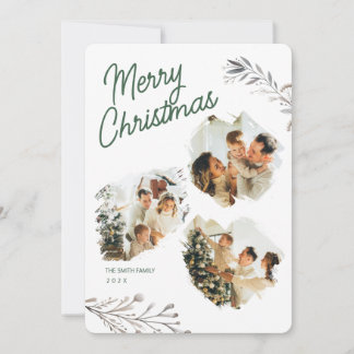 Cartes Pour Fêtes Annuelles Modern 3 Photos Brushstroke Xmas Greeting Holiday
