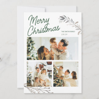 Cartes Pour Fêtes Annuelles Modern 3 Photos Elegant Christmas Greeting Holiday