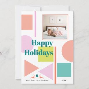 Cartes Pour Fêtes Annuelles Modern abstract geometric shapes blush, teal photo