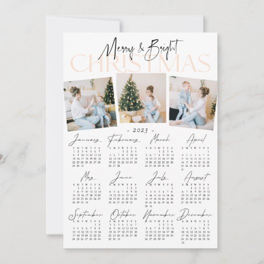 Cartes Pour Fêtes Annuelles Modern All in One 3 Photo & 2023 Calendrier Holida (Devant)