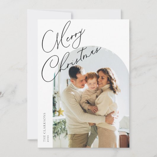 Cartes Pour Fêtes Annuelles Modern Arch Script Joyeux Noël (Devant)
