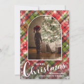 Cartes Pour Fêtes Annuelles Modern Arched Photo on Plaid (Devant)