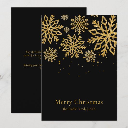 Cartes Pour Fêtes Annuelles Modern Black Gold Glitter Script Christmas (Devant / Derrière)