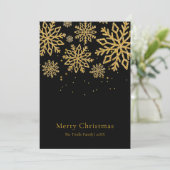 Cartes Pour Fêtes Annuelles Modern Black Gold Glitter Script Christmas (Debout devant)