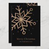Cartes Pour Fêtes Annuelles Modern Black Gold Snow Flake Script Christmas (Devant / Derrière)