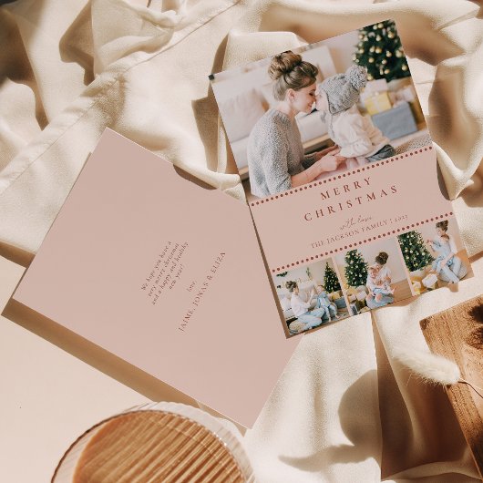 Cartes Pour Fêtes Annuelles Modern Blush Multi Photo Christmas