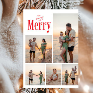 Cartes Pour Fêtes Annuelles Modern Bold Merry Family Photo Noël