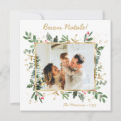Cartes Pour Fêtes Annuelles Modern Botanical Greenery Photo Buon Natale (Devant)