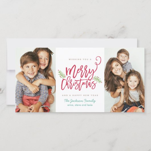 Cartes Pour Fêtes Annuelles Modern Brush Script Noël Fêtes 2-Photo (Devant)