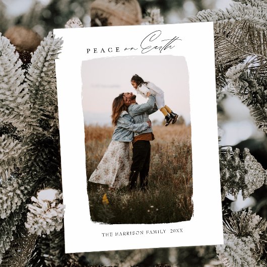 Cartes Pour Fêtes Annuelles Modern Calligraphy Vertical Peace on Earth