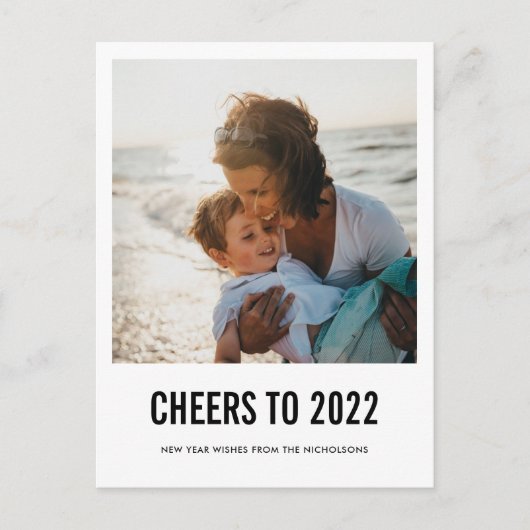 Cartes Pour Fêtes Annuelles Modern Cheers To 2022 New Year Script Photo (Devant)