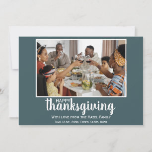 Cartes Pour Fêtes Annuelles Modern chic turquoise Family CustomThanksgiving