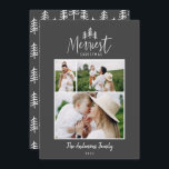 Cartes Pour Fêtes Annuelles Modern Christmas japandi 1 multiphoto<br><div class="desc">Christmas rustic stylish 1 photo holiday card. Avec les temps modernes,  le texte et les trées. Gary backer color can be customized.</div>