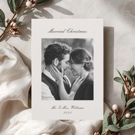 Cartes Pour Fêtes Annuelles Modern Classic Married Christmas Newlywed