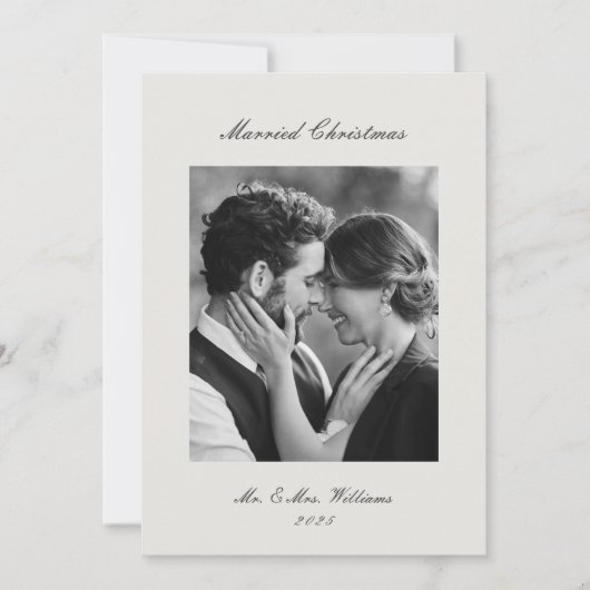 Cartes Pour Fêtes Annuelles Modern Classic Married Christmas Newlywed (Devant)