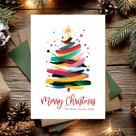 Cartes Pour Fêtes Annuelles Modern Colorful Merry Christmas