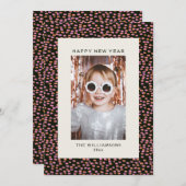 Cartes Pour Fêtes Annuelles Modern Confetti Dots Festive New Year (Devant / Derrière)