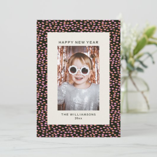 Cartes Pour Fêtes Annuelles Modern Confetti Dots Festive New Year (Debout devant)