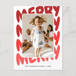 Cartes Pour Fêtes Annuelles Modern Cute Red Ombre Joyeux Noël Photo