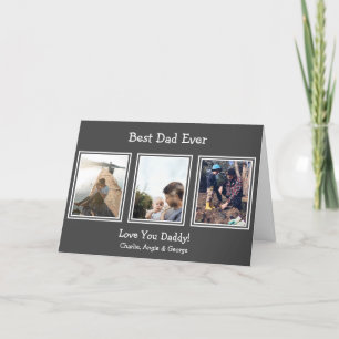 Cartes Pour Fêtes Annuelles Modern Dark Grey 3 Photo Meilleur papa jamais