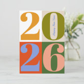 Cartes Pour Fêtes Annuelles Modern Earthy Bold Year Blocks Happy New Year (Debout devant)