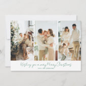 Cartes Pour Fêtes Annuelles Modern Elegant 3 Photo Green Script (Devant)