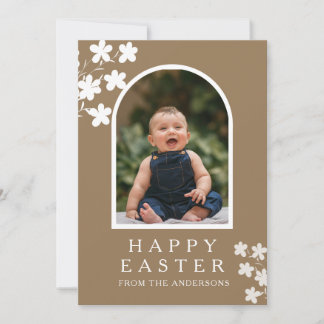 Cartes Pour Fêtes Annuelles Modern Elegant Easter Family Photo Floral & Arch