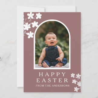 Cartes Pour Fêtes Annuelles Modern Elegant Easter Family Photo Floral & Arch