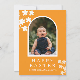 Cartes Pour Fêtes Annuelles Modern Elegant Easter Family Photo Floral & Arch