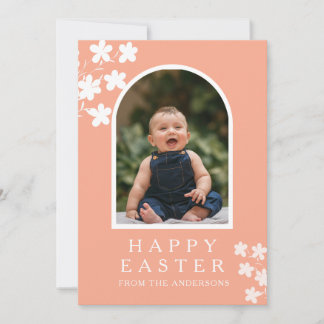 Cartes Pour Fêtes Annuelles Modern Elegant Easter Family Photo Floral & Arch