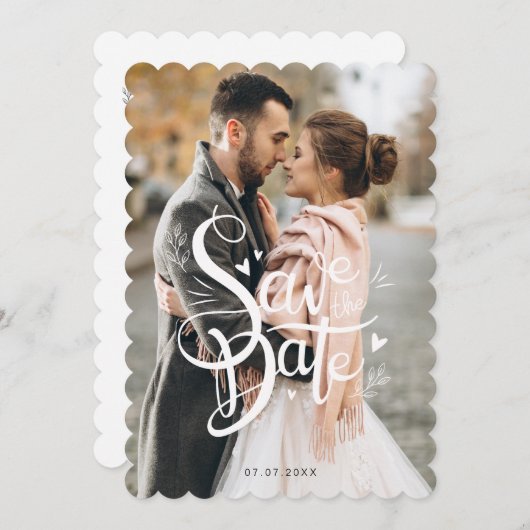 Cartes Pour Fêtes Annuelles Modern Elegant Enregistrer la date Mariage Inviter (Devant / Derrière)