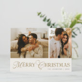 Cartes Pour Fêtes Annuelles Modern Elegant Script Photo Collage Christmas (Debout devant)