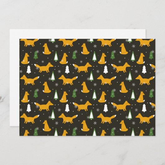 Cartes Pour Fêtes Annuelles Modern Fox and Pine Tree Holiday (Devant / Derrière)
