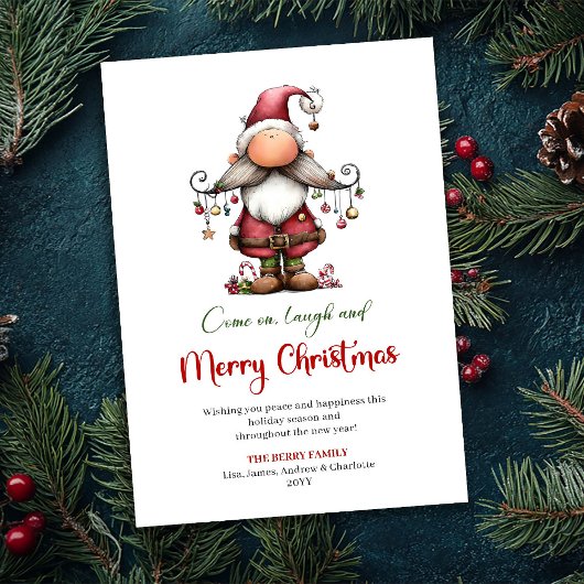 Cartes Pour Fêtes Annuelles Modern Funny Santa Hand Drawn Festive Greeting