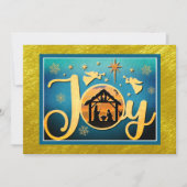 Cartes Pour Fêtes Annuelles Modern Gold "JOY" Nativity Silhouette Christmas (Devant)