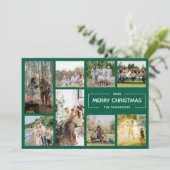Cartes Pour Fêtes Annuelles Modern Green 8 Photo Collage Joyeux Noël (Debout devant)