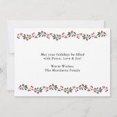 Cartes Pour Fêtes Annuelles Modern Greenery Berries Feliz Navidad 3 Photo (Dos)