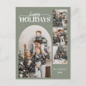 Cartes Pour Fêtes Annuelles Modern Happy Holidays Photo Minimal Calligraphy (Devant)