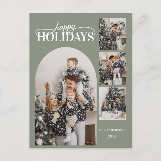 Cartes Pour Fêtes Annuelles Modern Happy Holidays Photo Minimal Calligraphy (Devant)