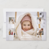 Cartes Pour Fêtes Annuelles Modern Happy Holidays Thin Line Border 5-Photo (Devant)