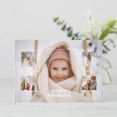 Cartes Pour Fêtes Annuelles Modern Happy Holidays Thin Line Border 5-Photo (Debout devant)