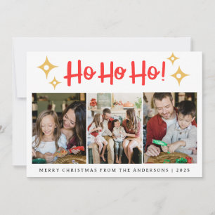 Cartes Pour Fêtes Annuelles Modern Ho Ho Ho 3 Grille de photos Joyeux Noël