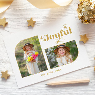 Cartes Pour Fêtes Annuelles Modern Joyful Typography Half Arch 2-Photo