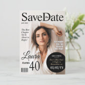 Cartes Pour Fêtes Annuelles Modern Magazine Anniversaire Enregistrer la date I (Debout devant)