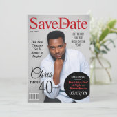 Cartes Pour Fêtes Annuelles Modern Magazine Anniversaire Enregistrer la date I (Debout devant)