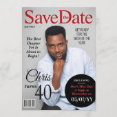 Cartes Pour Fêtes Annuelles Modern Magazine Anniversaire Enregistrer la date I (Devant)