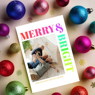 Cartes Pour Fêtes Annuelles Modern Merry & Bright Colorful Christmas