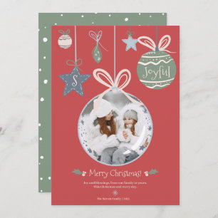Cartes Pour Fêtes Annuelles Modern Merry Christmas photo ornament illustration